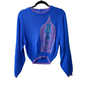 Vintage Jaymee Papell Purple Pink Boho Knit Sweater Small medium